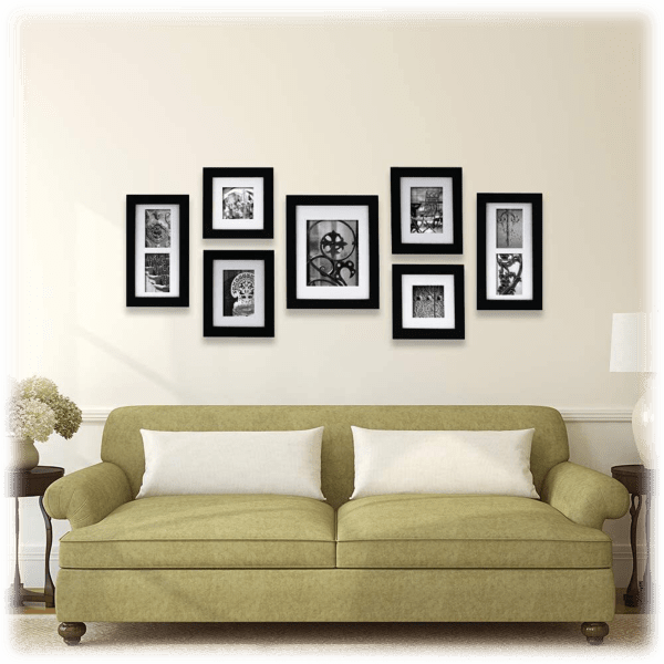 Gallery Perfect 7-Piece Black Wood Photo Frame Gallery Kit