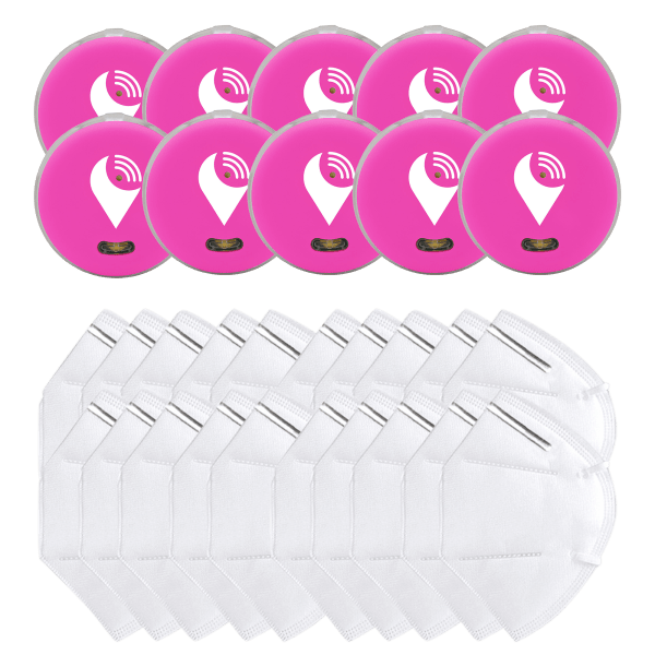 10-Pack of Pink TrackR Pixels and 20-Pack of KN95 Masks