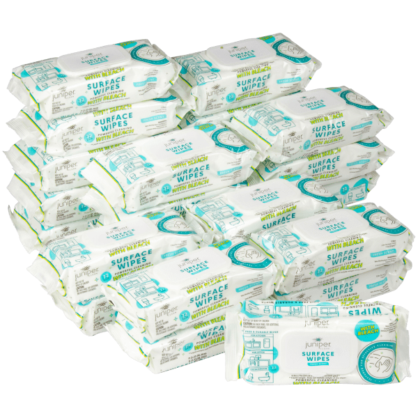 24-Pack of 72ct Juniper Cleaning Wipes with Bleach (1,728 Wipes)