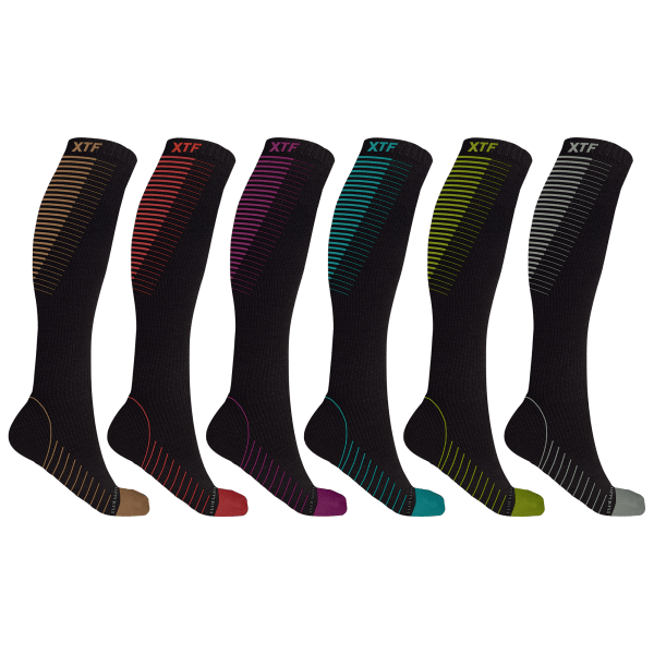 6-Pack: Extreme Fit Copper-Infused Striped Knee-High Compression Socks