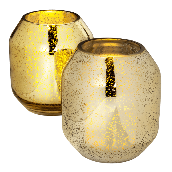 SideDeal: 2-Pack: Luxe by Rachel Zoe Flameless Mercury Glass Hurricanes