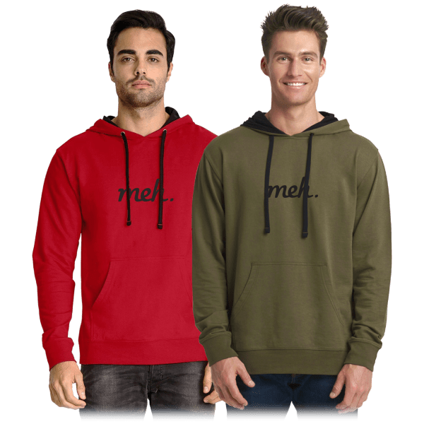 Military Green and Red Pullover Hoodies with Black Meh Logo