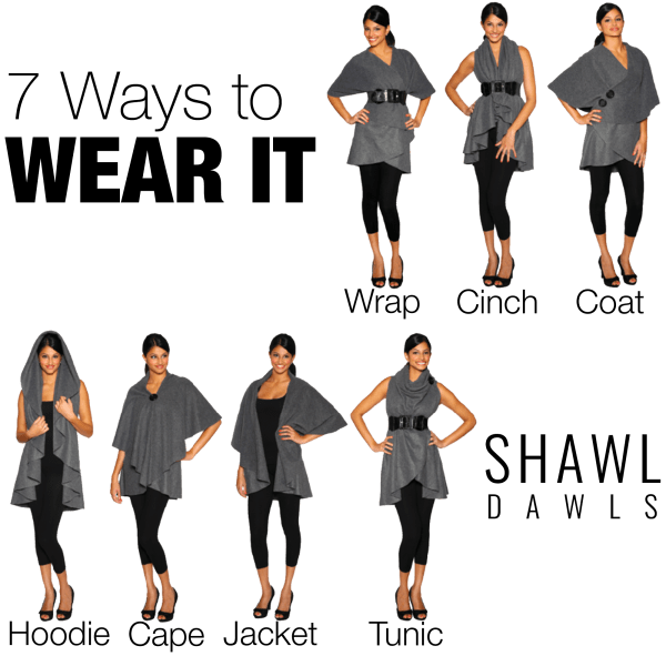 MorningSave 7 Ways to Wear ColorBlock Fleece Convertible Shawl by Shawl Dawls