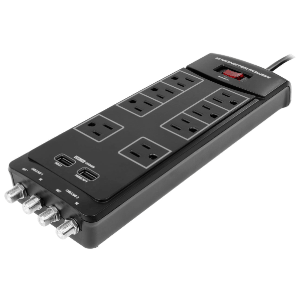Monster 8Outlet AV Surge Protector with 2 USB & 4 Coax