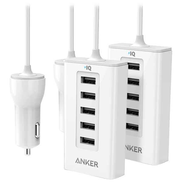 2-Pack Anker 5-Port PowerDrive 50W Car Charging Station