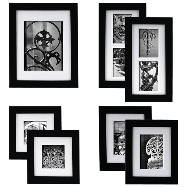 Gallery Perfect 7 Piece Black Wood Photo Frame Gallery Kit