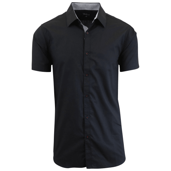 MorningSave: 2-Pack: Men's Short Sleeve Slim-Fit Solid Dress Shirts