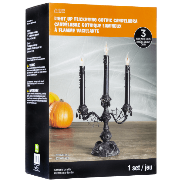 MorningSave 2Pack Ashland Halloween Gothic Candelabras with FlickerFlame Bulbs