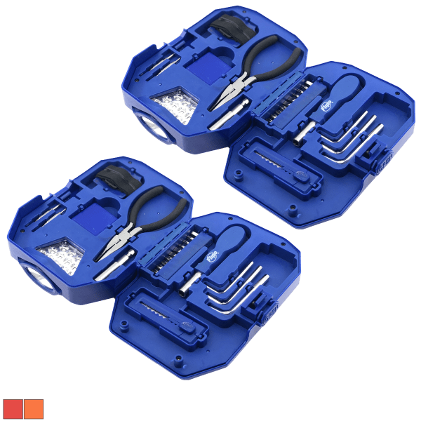 2-Pack: Flipo Tool Pod 24-Piece Tool Set With LED Dual Use Work Light & Headlamp