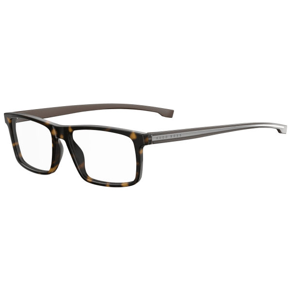 Hugo Boss Eyeglasses with Havana Acetate Rectangular Frames-0876 086