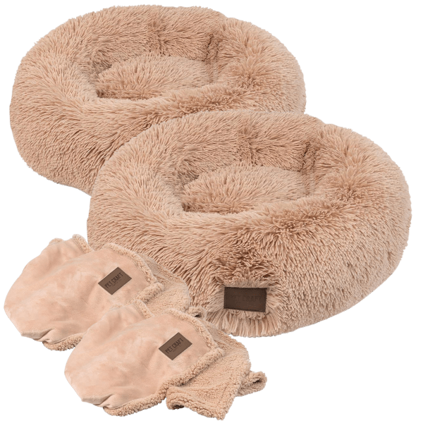 2-Pack: Ultra Plush 24" x 24" Calming Pet Bed Set