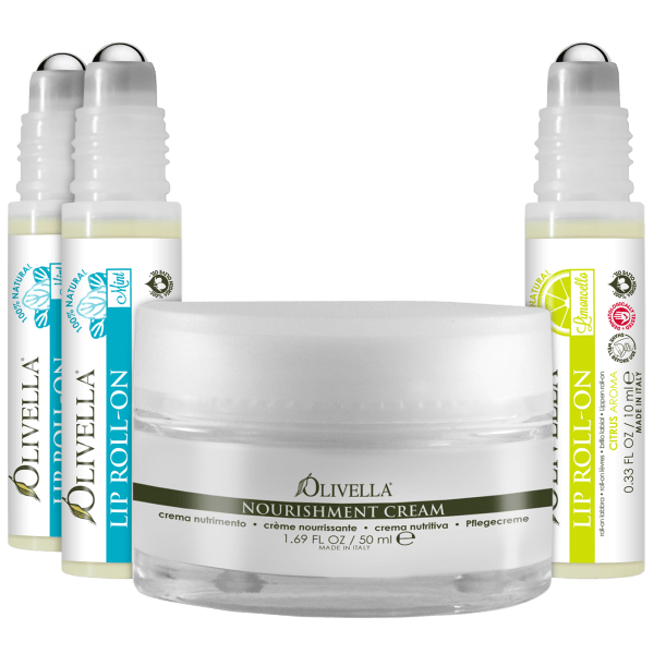 Olivella Nourishment Face Cream Plus 3 Lip Roll-On's Bundle