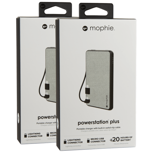 Meh 2Pack Mophie Powerstation Plus 6040mAh Portable Charger with Integrated Cable