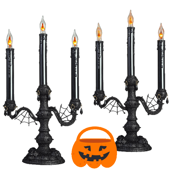 2-Pack: Ashland Halloween 3 Light Up Flickering Gothic Candelabra