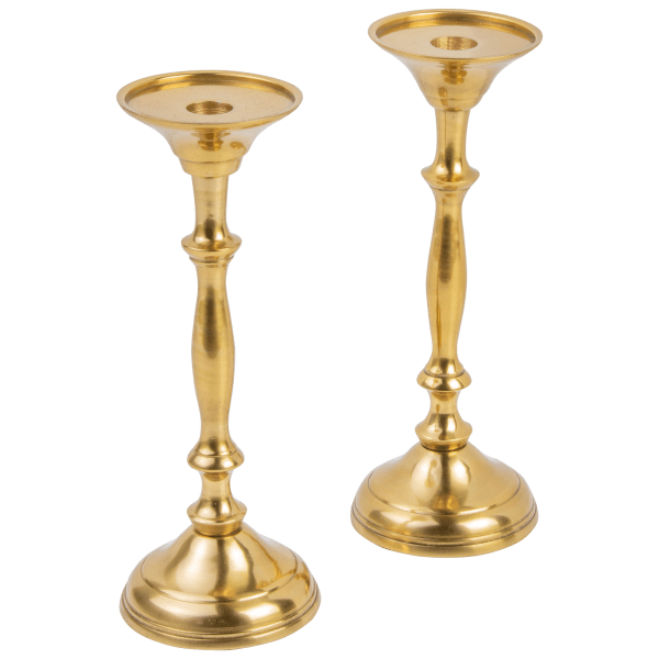 MorningSave: 2-Pack: Gold Metal Taper Pillar Candle Holders