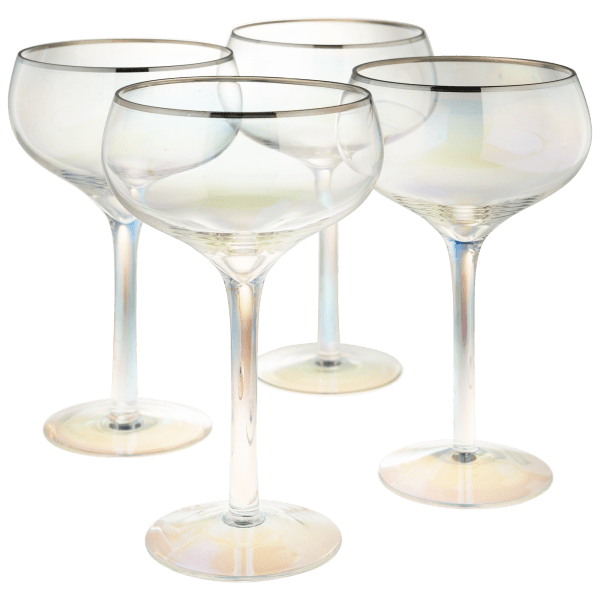 Set Of 4 Aragon Iridescent Champagne Glasses by Shiraleah Chicago