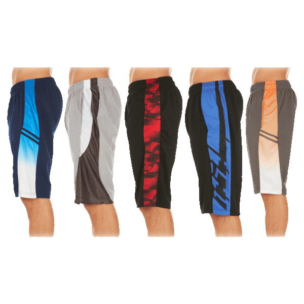 5-Pack of Men's Active Athletic Random Color Performance Shorts