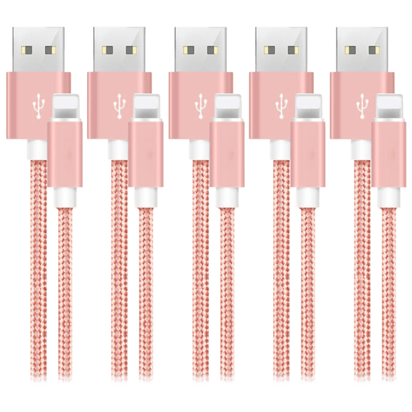 SideDeal 5Pack All 10ft Heavy Duty Braided Lightning Cables for Apple