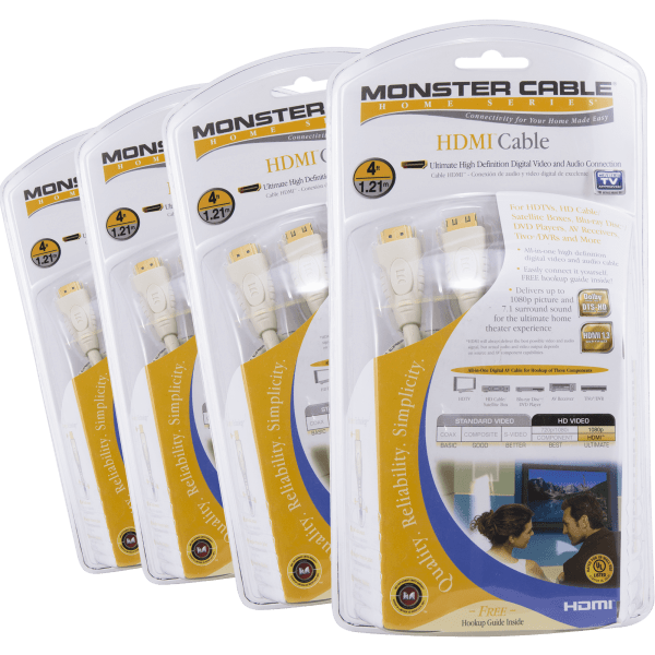 4-Pack: Monster 4' HDMI Cables
