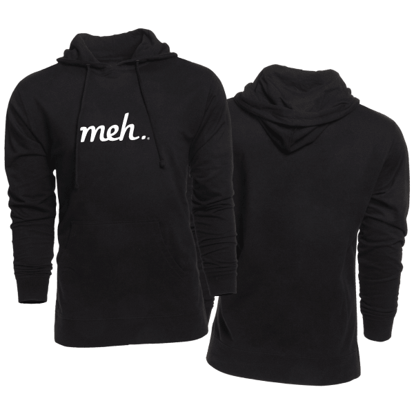 Black French Hoodie with White Meh Logo on Front