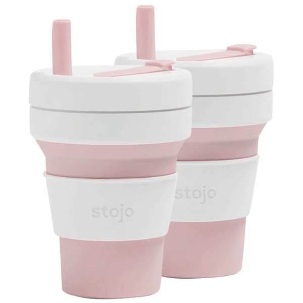 Pick-Your-2-Pack: Stojo 16oz Collapsible Travel Cup With Straw