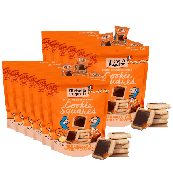 180-Pack: Michel et Augustin Milk Chocolate & Caramel Mini Cookies (12 bags)