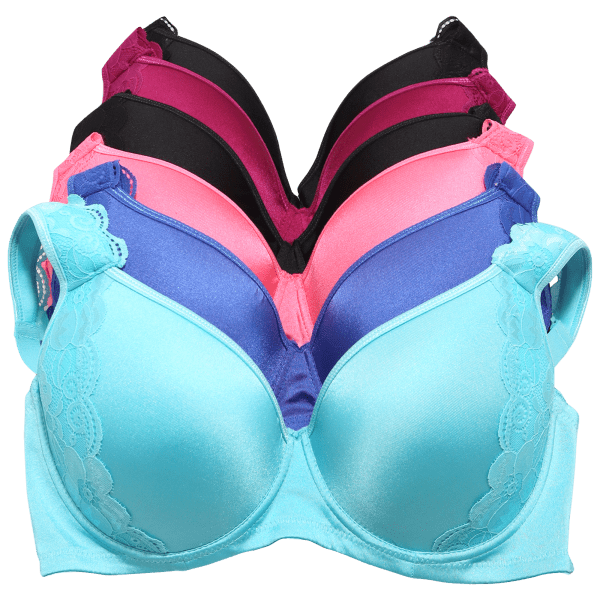 MorningSave 6Pack Angelina Wired, Padded Extended Size Bras with