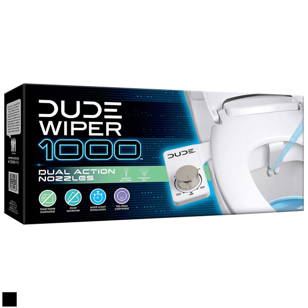 DUDE Wiper 1000 Self-Cleaning Dual-Nozzle Bidet Attachment