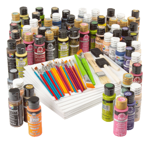 95-Piece Art Set: Includes Craft Paint, Canvas Panels, and Brushes