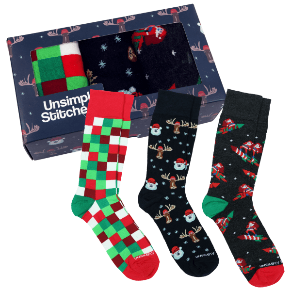 Meh 6Pack Unsimply Stitched Men's Gift Box Socks with Holiday Themes