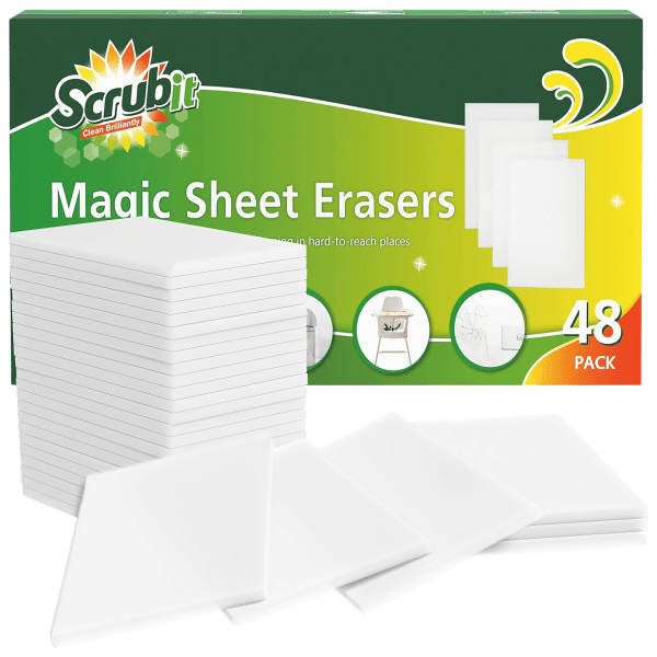 48-Pack: SCRUBIT Eraser Sheets Magic Cleaning Sponges