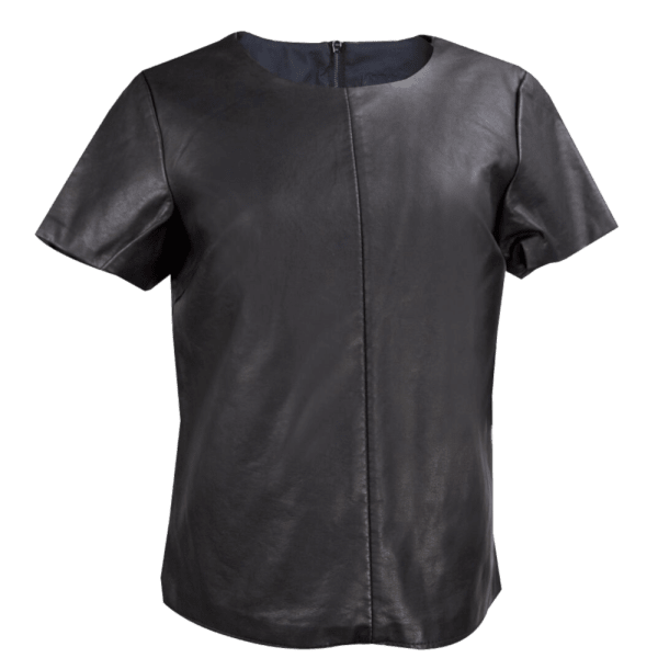 2Pack Black Rivet FauxLeather Back Zip Shirts