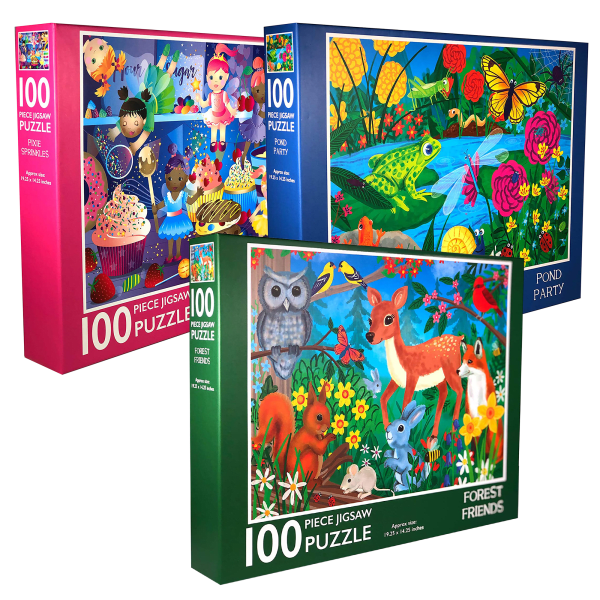 3-Pack of Page Publications 100 Piece Puzzles