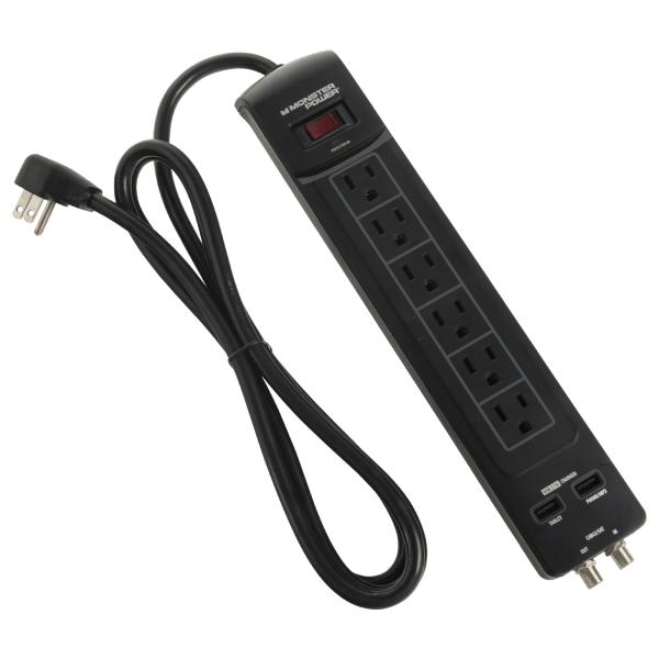 Monster Core Power 600 6-Outlet and 2-USB Surge Protector with 6-Foot Cord