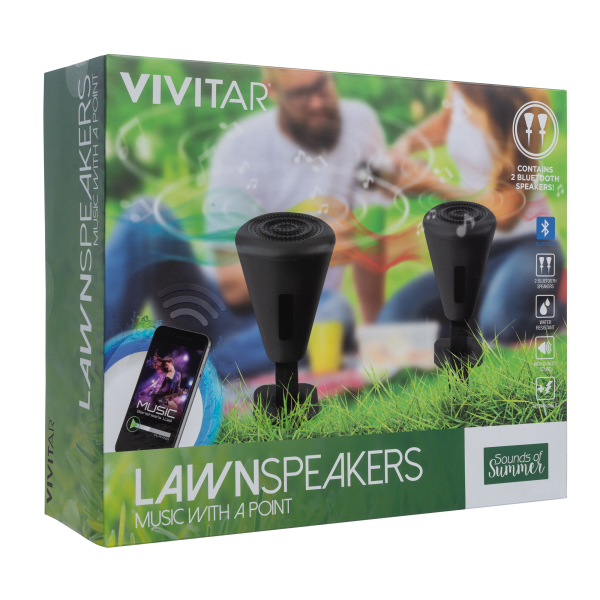 vivitar bluetooth stereo sound lawn speakers