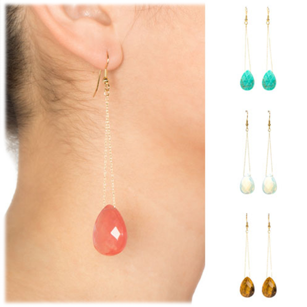 Gemstone Chain Drop Earrings by Monique Leshman