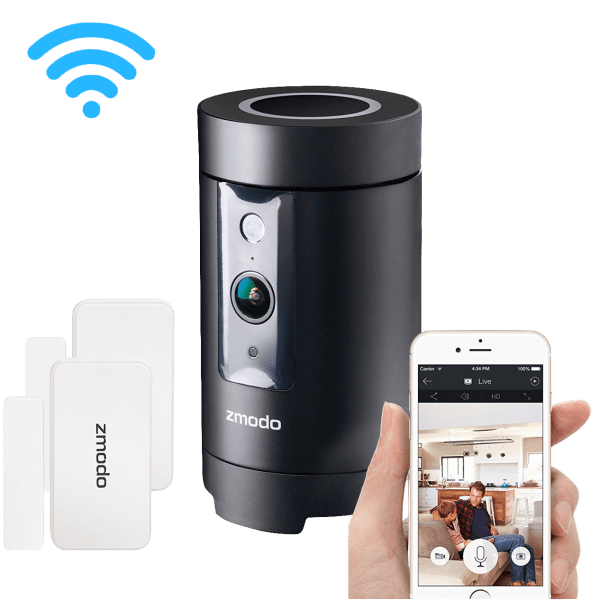 Zmodo Pivot 1080p 360° WiFi Camera with Smarthub and Window Sensors