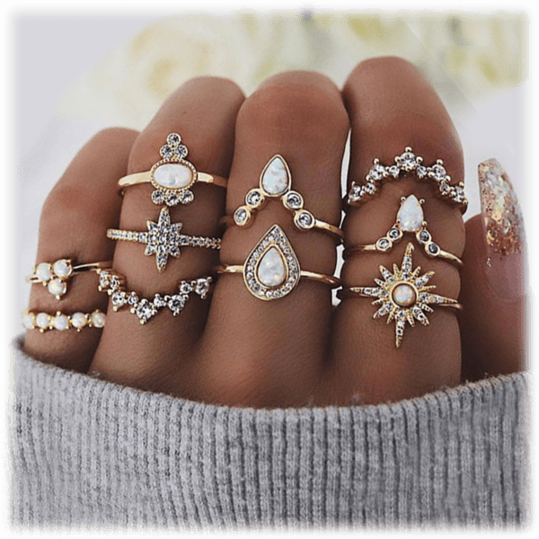 MorningSave: Opaloid Gems® 10 Piece Created Opal Ring Set With Austrian ...