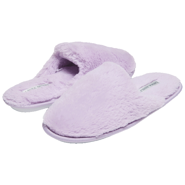 Laura Ashley Solid Plush Scuff Slippers with Memory Foam