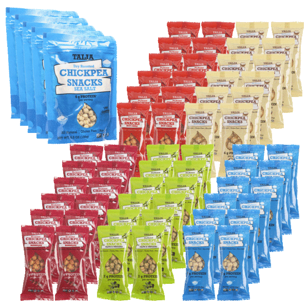 65-Pack: Talia Dry Roasted Chickpea Snacks (5x 5.5oz + 60x 1.2oz Variety)