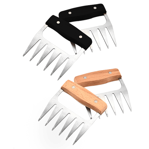 Stainless Steel Meat-Shredding Claws With Wooden Handle by Two Elephants