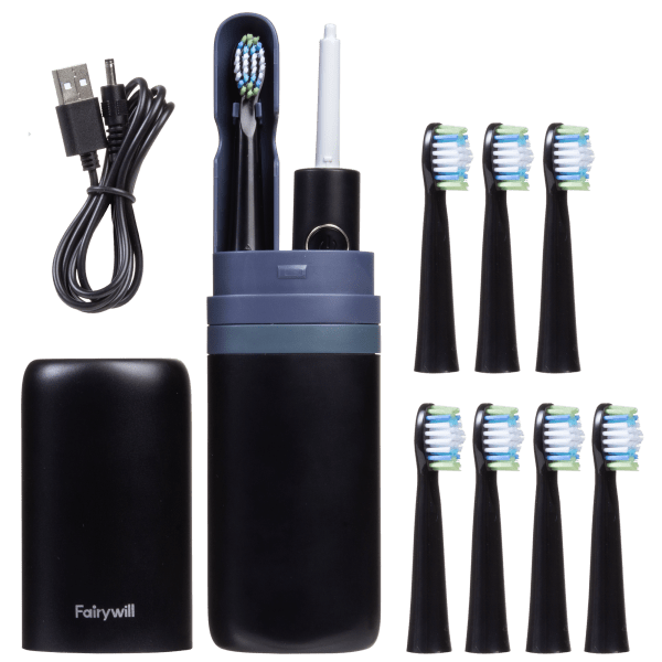 MorningSave Fairywill E11 Sonic Toothbrush with 8 Brush Heads and Travel Case