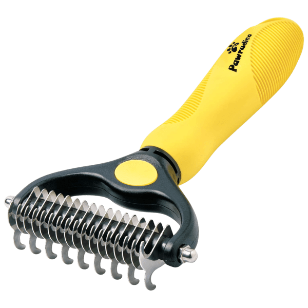 Pawradise Double-Sided Deshedding Grooming Rake for Cats & Dogs