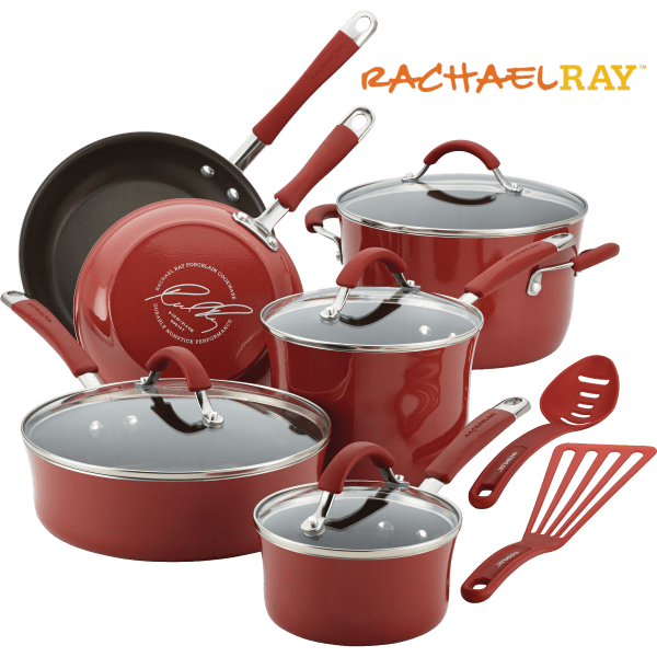 Rachael Ray 12-Piece Cucina Hard Porcelain Enamel Nonstick Cookware Set