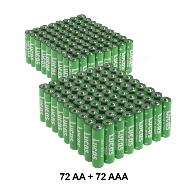 144-Pack: Lucas Batteries (72 AA and 72 AAA)