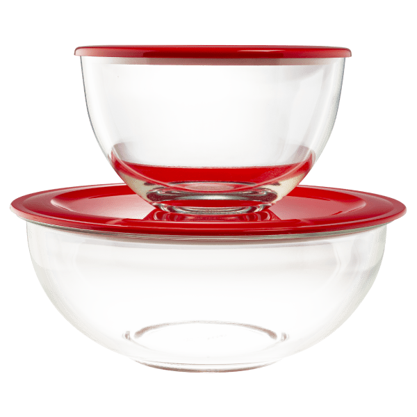 Decor Set of 2 Glass Bowls with Vented Lids 