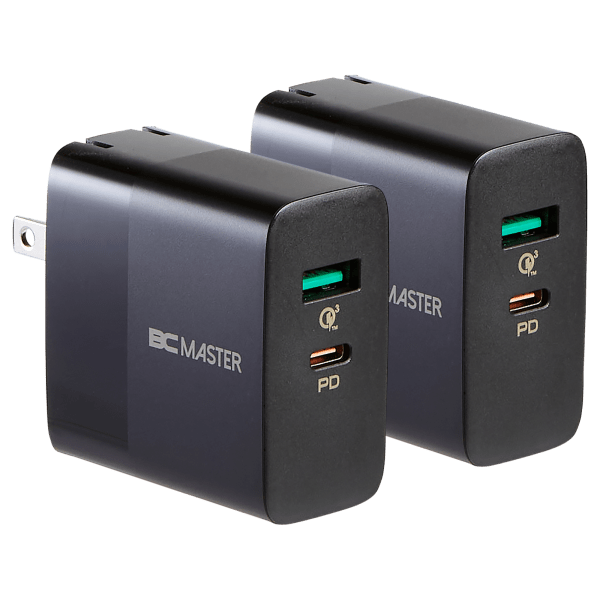 2-Pack: BCMaster 30W USB-C PD Chargers with 18W USB-A
