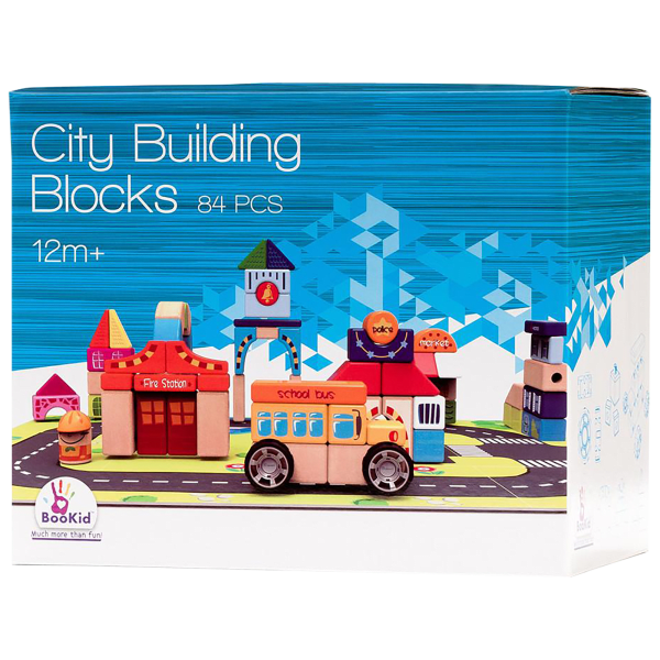 MorningSave BooKid Wooden City Building Blocks 84 Piece Set