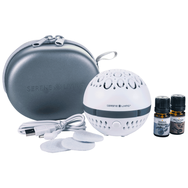 Serene Living Portable Aromatherapy Diffuser with Essential Oils and Travel Case