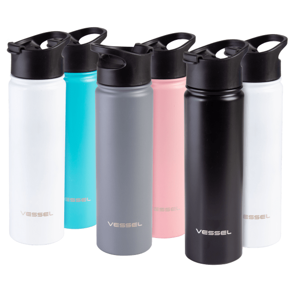 2-Pack: VESSEL 22oz Double-Wall Stainless Steel Hot/Cold Bottles